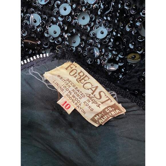 Vintage Black Sequin Sweater Wool Knit Top Party Elegant Chic Old Money 50s 60s - Picture 6 of 6